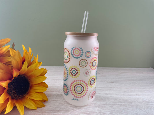 Boho Circles - Frosted Can Glass (Clearance)