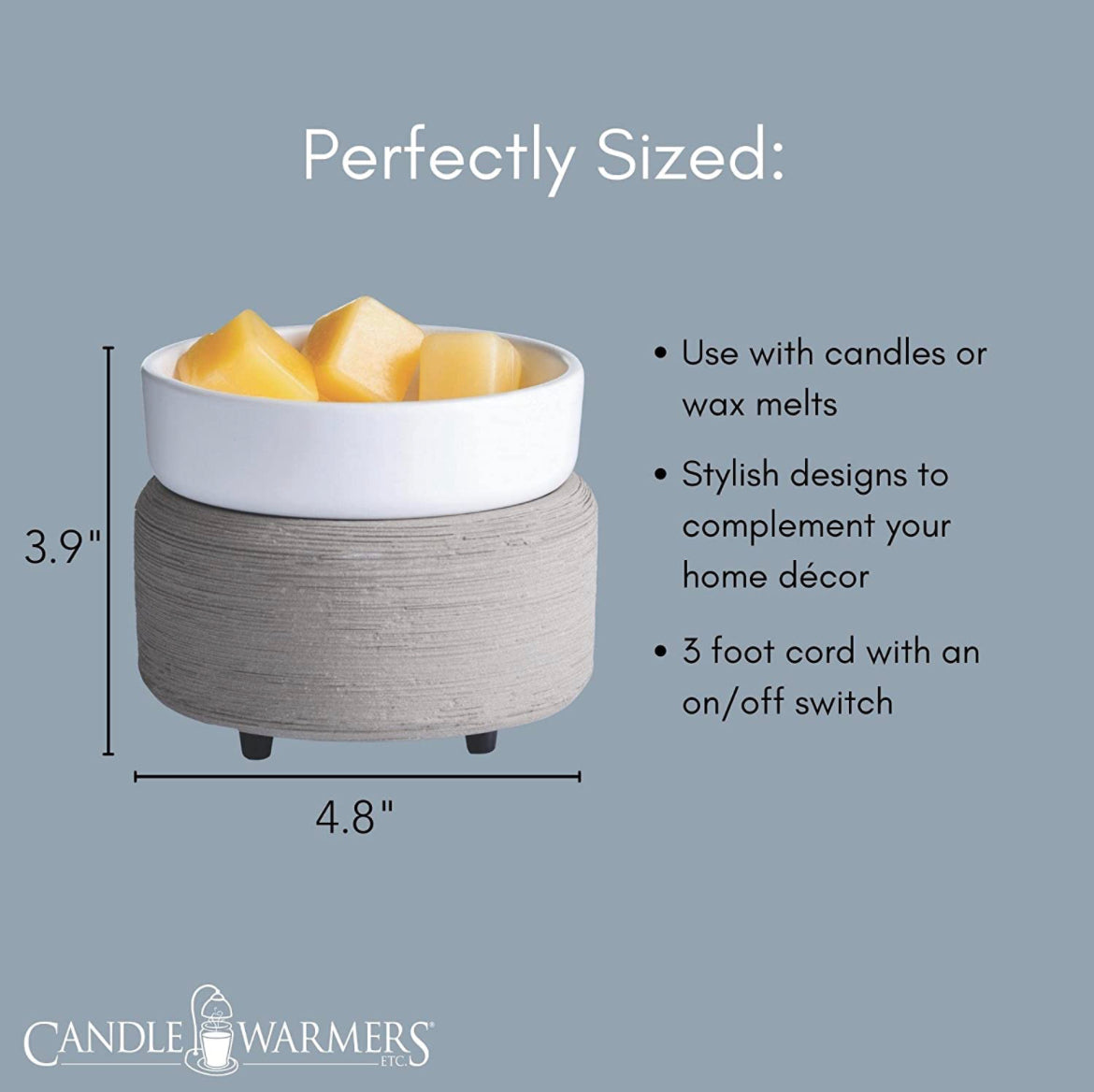 2 in 1 Gray/White Wax Warmer