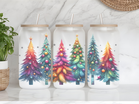 Christmas Trees - Frosted Can Glass